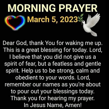 Sunday Powerful Morning Prayer For Today March 5 2023